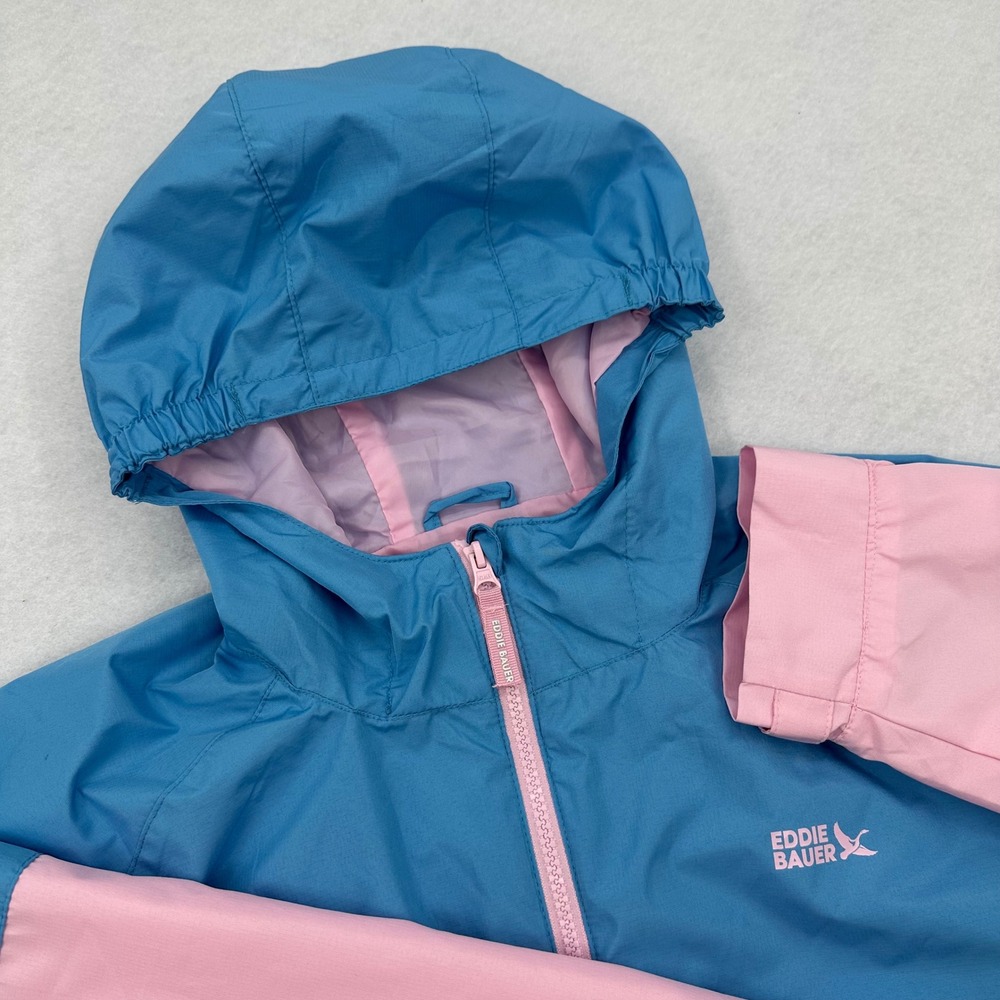 Eddie Bauer Kids Blue Pink Colorblock Fleece Lined Hooded Jacket Coat XL 18/20